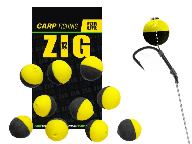 Плавающая приманка Zig 12 mm чёрно-жёлтая 10шт