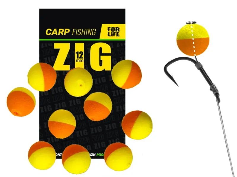 Плавающая приманка Zig 12 mm оранжево-жёлтая 10шт