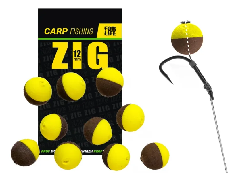 Плавающая приманка Zig 12 mm жёлто-коричневая