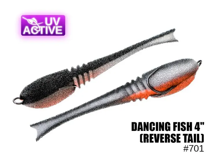 Pěnová nástraha 701 Dancing Fish 4″,(reverse tail) (5 kusy/bal) (Cena je za kus)