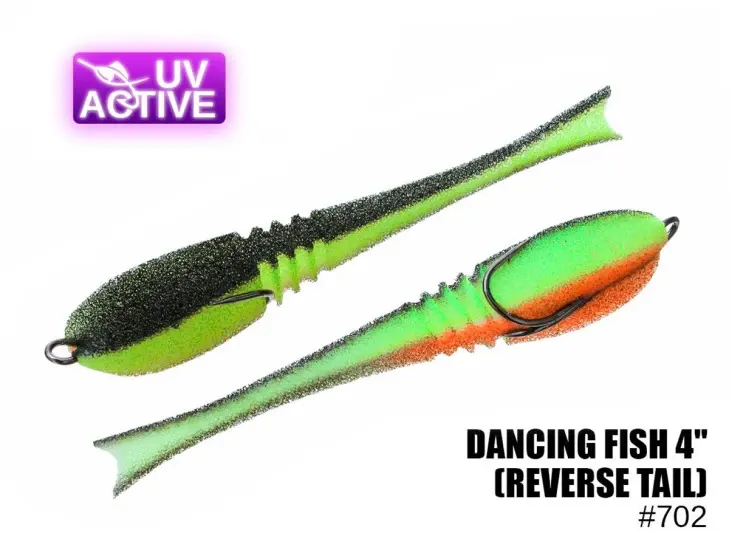 Pěnová nástraha 702 Dancing Fish 4″,(reverse tail) (5 kusy/bal) (Cena je za kus)